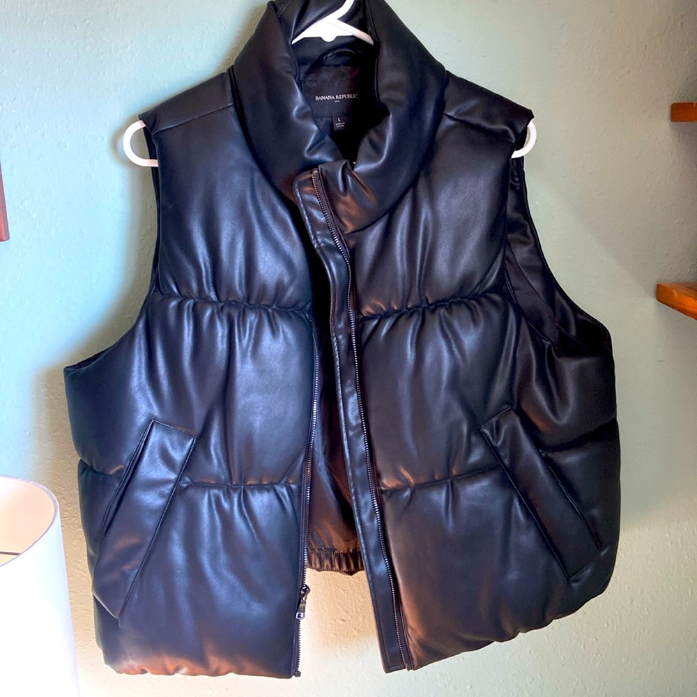 Vegan leather puffer vest